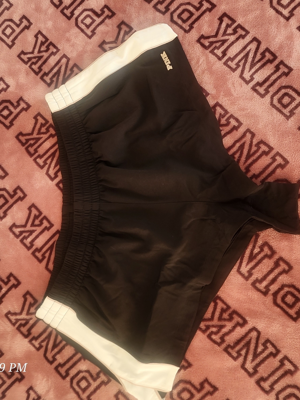 PINK Victoria's Secret Black Athletic Shorts with White Side Panels